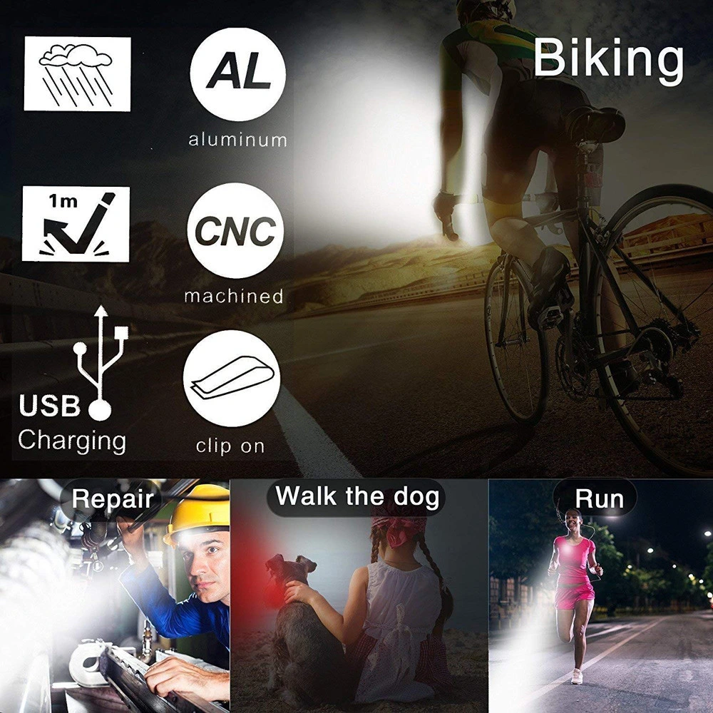 Helius 3LED Cycling Bike Taillight with USB Rechargeable Bicycle Tail Clip Light