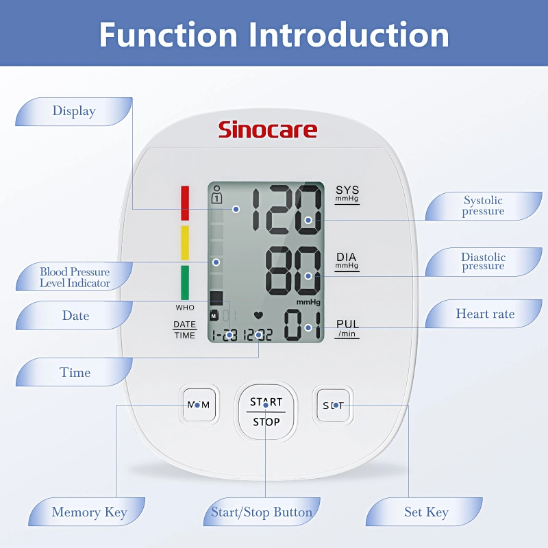 Sinocare Intelligent Digital Heart Rate Monitor Sphygmomanometer Family Use Blood Pressure Monitor