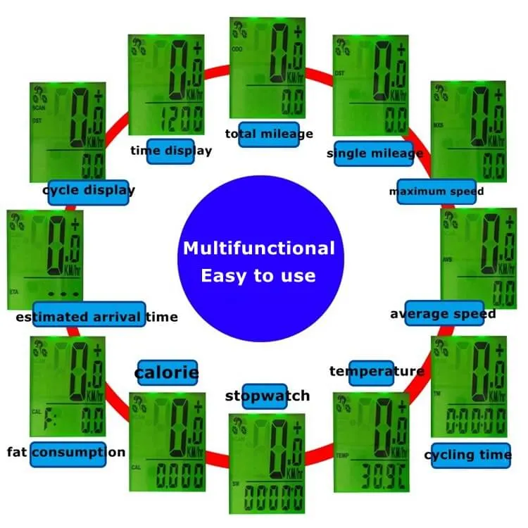 Small Bicycle Odometer Bicycle Bike Computer for Indoor/Outdoor Trainer