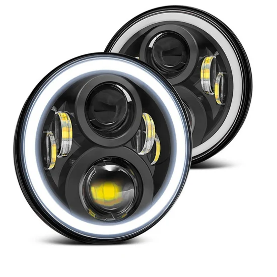 7 インチ車のヘッドランプ Luces LED H4 オートバイ LED プロジェクターヘッドライトダートバイク用